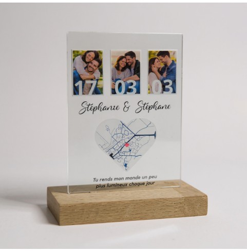 Cadre photo couple personnalisé avec date et...