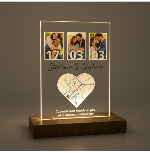 Cadre photo couple personnalisé avec date et...