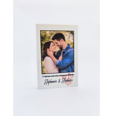 Cadre photo puzzle personnalisé en briques de construction, cadeau couple original