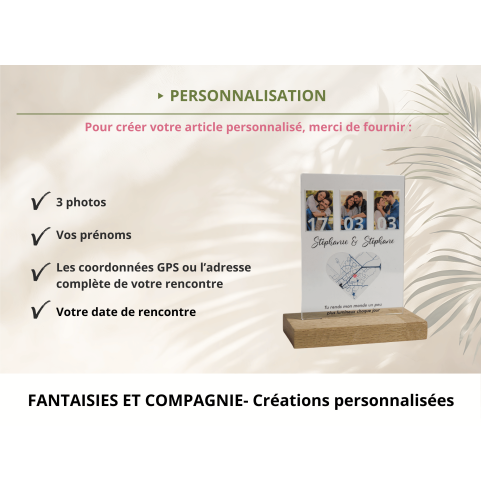 Cadre photo couple personnalisé avec date et...