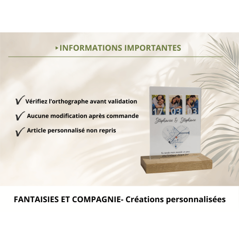 Cadre photo couple personnalisé avec date et...