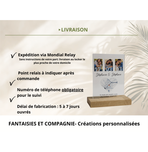 Cadre photo couple personnalisé avec date et...