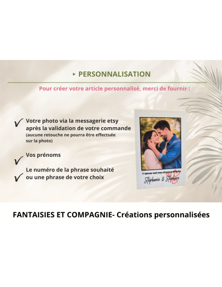 Cadre photo puzzle personnalisé en briques de construction