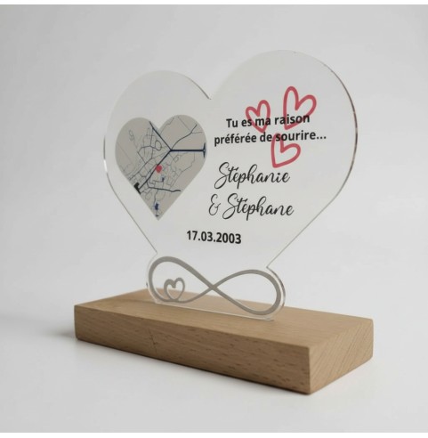 Cœur décoratif personnalisé en acrylique, idée cadeau couple