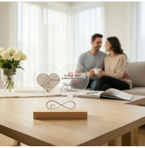 Cœur personnalisé en acrylique avec photo,...