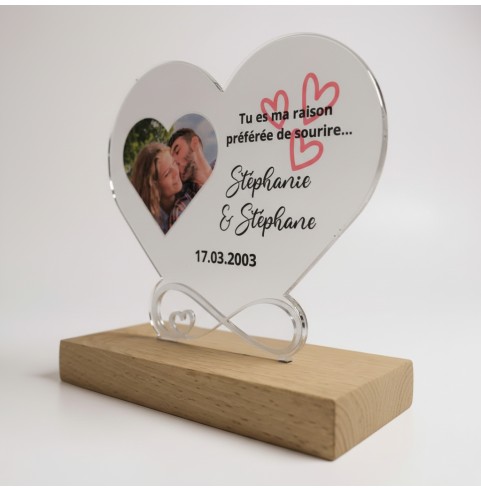 Détail du cœur personnalisé avec photo intégrée