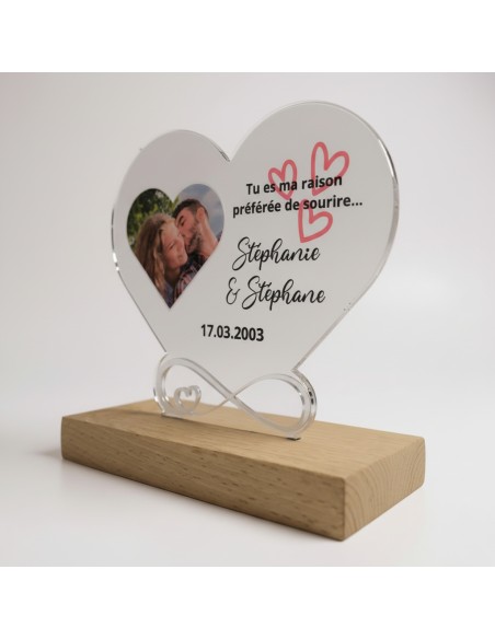 Détail du cœur personnalisé avec photo intégrée