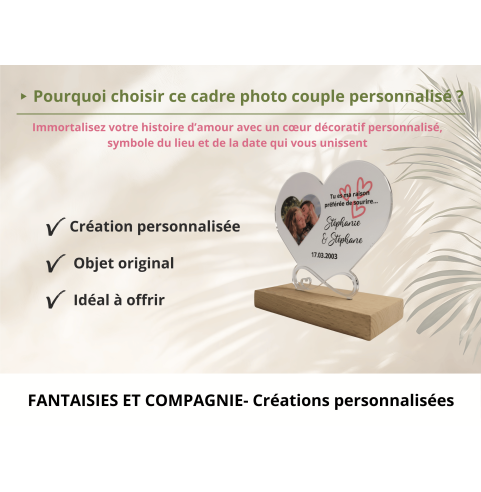 Cœur personnalisé en acrylique avec photo,...