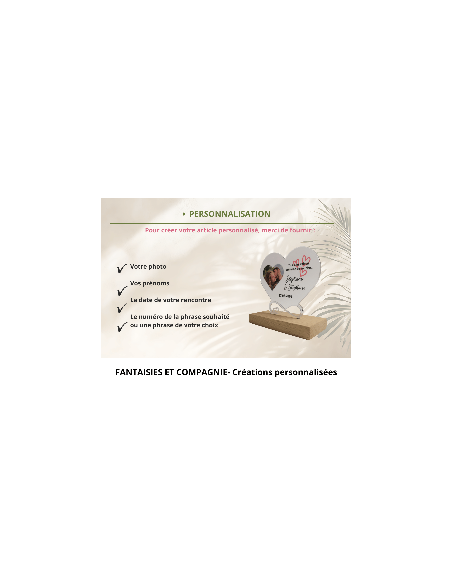 Cœur personnalisé en acrylique avec photo, prénoms et date