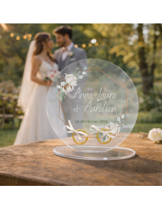 Support alliances mariage personnalisé en acrylique motif...