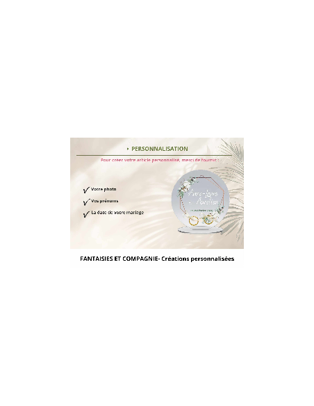 Support alliances mariage personnalisé en acrylique motif floral bohème prénoms et date