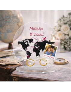 Support alliances mariage personnalisé carte du monde –...
