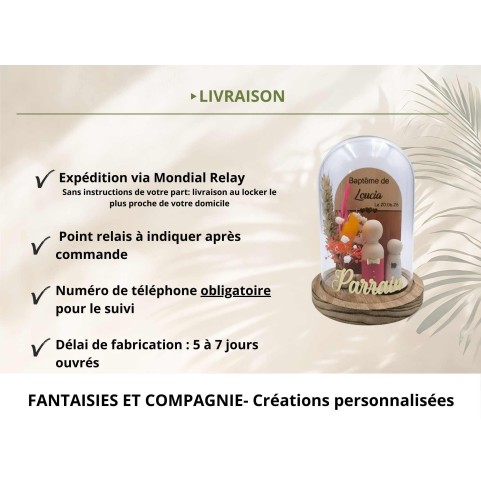 Cloche en verre personnalisée baptême – Cadeau...