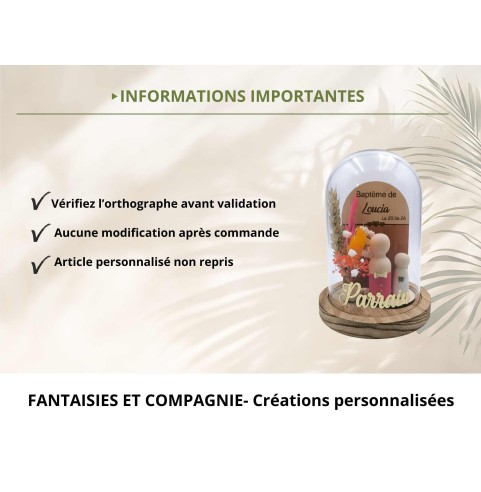 Cloche en verre personnalisée baptême – Cadeau...