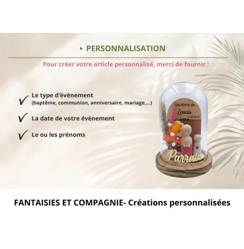 Cloche en verre personnalisée baptême – Cadeau...