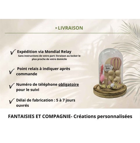 Cloche en verre personnalisée montgolfière –...