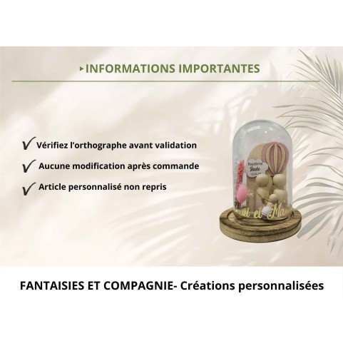 Cloche en verre personnalisée montgolfière –...