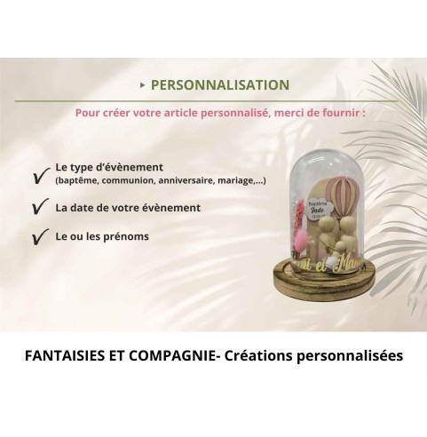 Cloche en verre personnalisée montgolfière –...