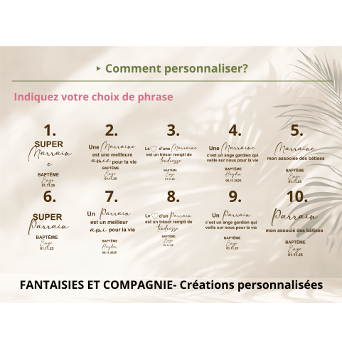 Cadre en Bois Personnalisé Parrain Marraine -...