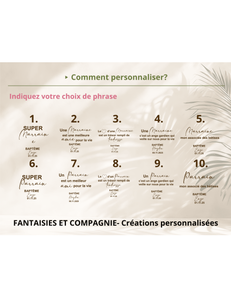 Cadre en Bois Personnalisé Parrain Marraine - Cadeau Baptême Anniversaire