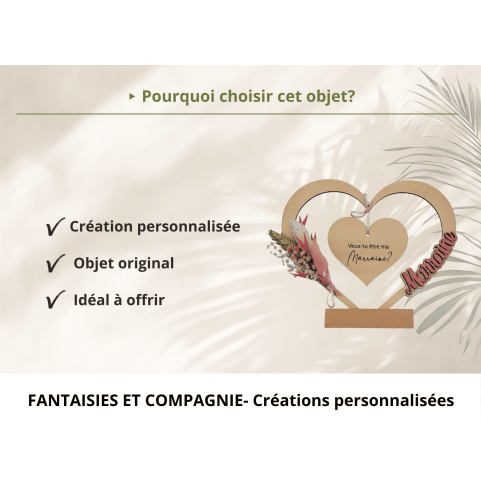 Cadre en Bois Personnalisé Parrain Marraine -...