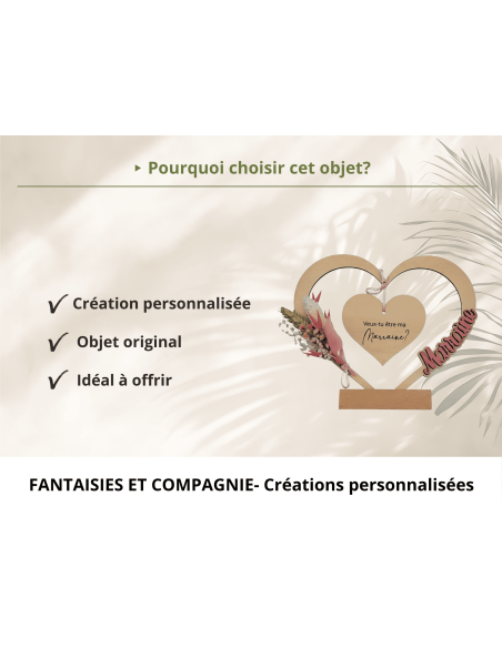 Cadre en Bois Personnalisé Parrain Marraine - Cadeau Baptême Anniversaire